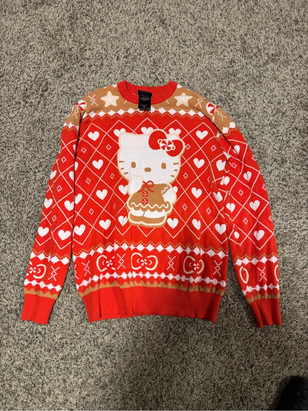 Hello Kitty Red and Tan Holiday Crewneck Sweater